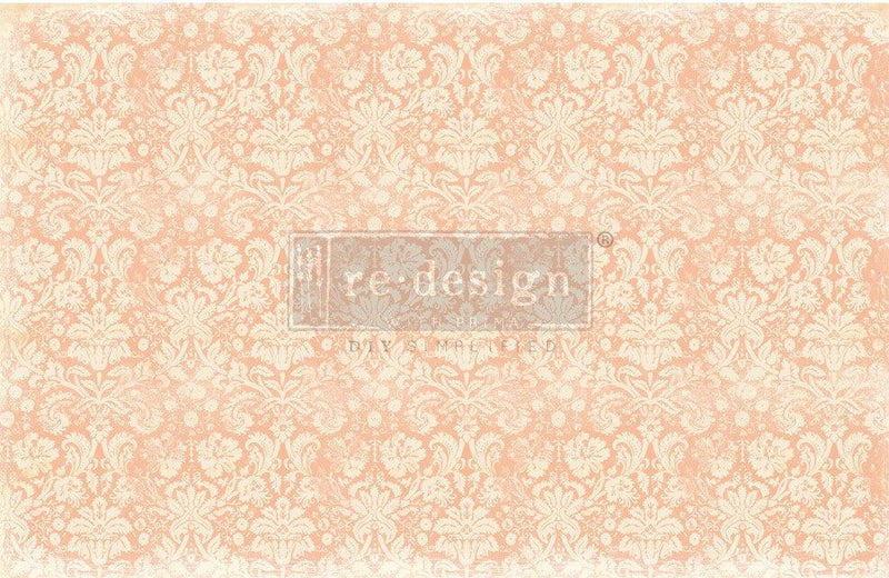 Decoupage Tissue Paper | Redesign With Prima | PEACH DAMASK | 19" X 30" - Vintage Attic Sevenoaks