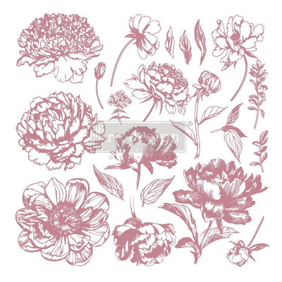 'Linear Floral' Clear Decor Stamp | Redesign With Prima | 12" X 12" - Vintage Attic Sevenoaks