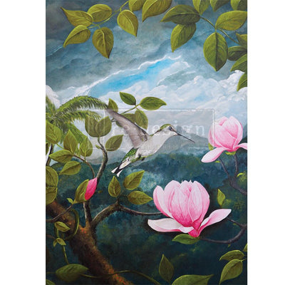 'Spring Magnolias' A1 Decoupage Rice Paper (Mulberry Tissue) | Large 23.4" X 33.1" - Vintage Attic Sevenoaks