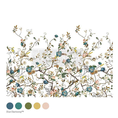 Delicate vines stretch gracefully across this intricate design, adorned with ivory blossoms and vibrant blue flowers. The Blue Vine Décor Transfers® brings elegance and movement to any surface, from dark, dramatic furniture to light, airy décor. Versatile and detailed, it’s a perfect match for both modern and vintage styles.&nbsp;