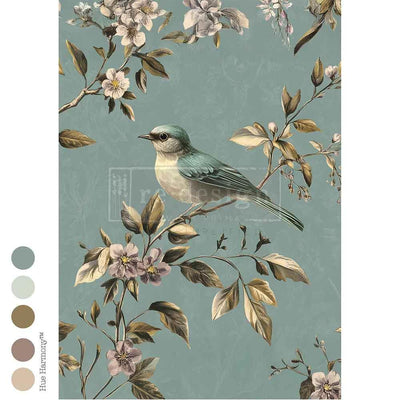 BLUE SONG
Transfer by Redesign with Prima&nbsp;&nbsp;


With its serene palette and painterly detail, Blue Song A1 Decoupage Fibre features a graceful songbird nestled among blossoms and golden leaves. This elegant design feels like a page from nature’s poetry—ideal for accent drawers, furniture fronts, or decorative panels.

To apply, measure and cut the needed amount, brush Decoupage Gel onto the prepared surface, lay the fiber paper on top, and smooth it with the Scraper Tool or Brayer. A final coat of D