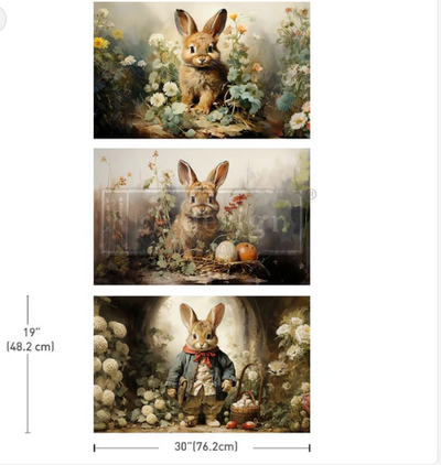 DREAMY BUNNIES
Decoupage&nbsp; Tissue Paper by Redesign with Prima&nbsp;&nbsp;

The&nbsp;Dreamy Bunnies collection by Redesign with Prima offers versatile decorative options for scrapbooking, gift wrapping, and other creative projects, adding a charming, whimsical touch with every use.

To apply, measure and cut the needed amount, brush Decoupage Gel onto the prepared surface, lay the fibre paper on top, and smooth it with the Scraper Tool or Brayer. A final coat of Decoupage Gel enhances durability and giv