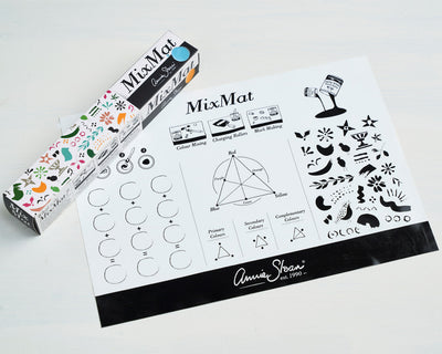 MixMat
The Annie Sloan MixMat is a groundbreaking tool, ideal for getting creative with Chalk Paint™. Made from a silicone-like material, it keeps paint on its surface without it spilling over. Whether you're mixing colours, loading rollers, stamping, or exploring any other artistic technique, the MixMat is up for the task!

It also showcases Annie’s signature colour triangle and illustrations from her personal sketchbook.