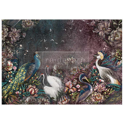 Birds and Blooms A1 decoupage fibre decor paper Redesign with Prima
