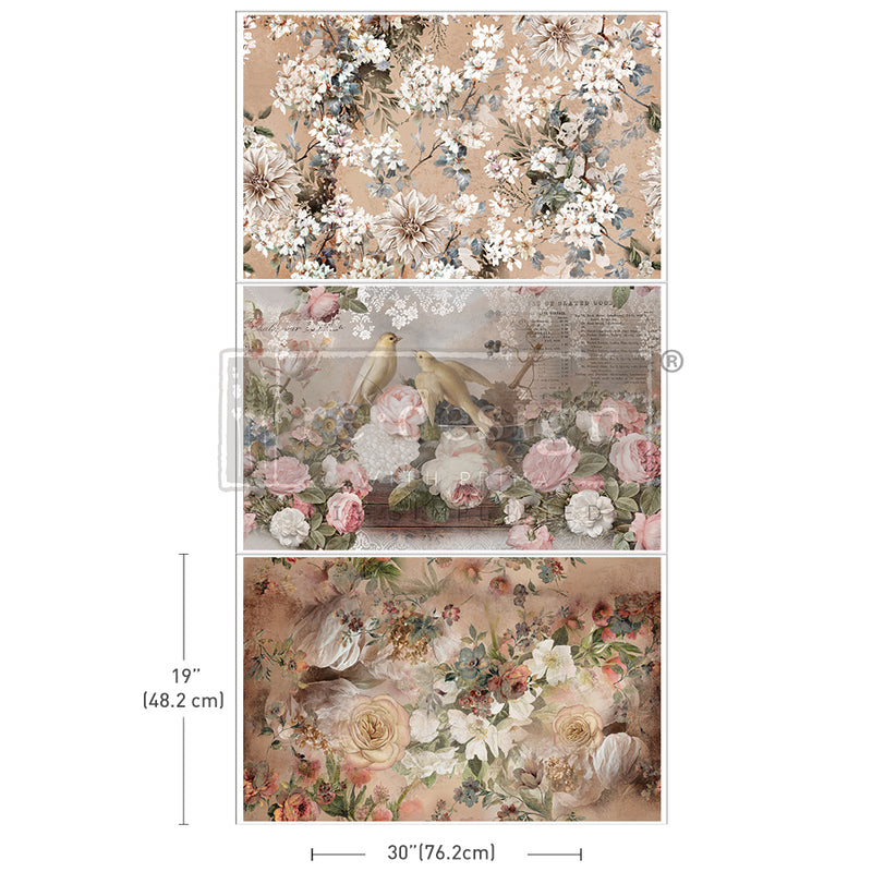 Romance in Bloom triple pack decoupage tissue decor paper Redesign with Prima
