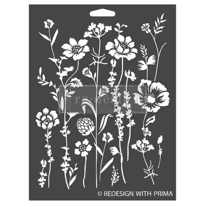 Meadow Bloom 3D Decor Stencil Redesign with Prima