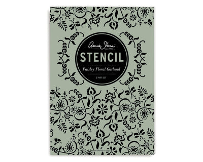The Paisley Floral Garland stencil can be applied as a flowing flower design along horizontal surfaces or repeated to achieve a bold chintz effect. The iconic paisley shape, often associated with traditional Indian patterns, is inspired by the tropical mango but gets its name from the town of Paisley in Scotland, where many Kashmiri shawls were produced. Use vibrant, warm Chalk Paint™ colors or the rich indigo of Oxford Navy to evoke the Paisley Floral Garlands that inspired Annie during her travels in Raja