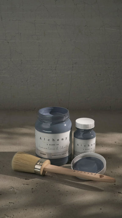 Storm is a sophisticated mid-tone hue with a grey base, accented by a subtle lavender undertone in its blue shade. This nuanced color evokes atmospheric depth and quiet reflection, reminiscent of a rain-filled sky..