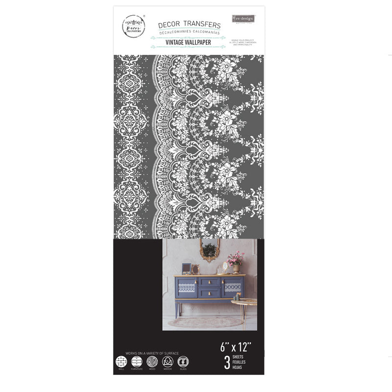 VINTAGE WALLPAPER | Decor Transfers | Redesign With Prima |  | 6" X 12"