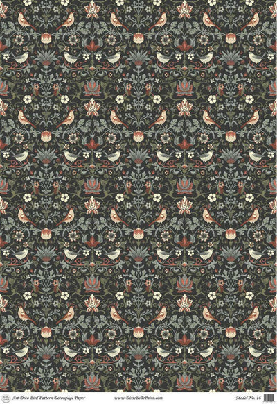'Art Deco Bird Pattern' | Decoupage Rice Paper A1 | 59.4 x 84.1 cm x 1 Sheet - Vintage Attic Sevenoaks