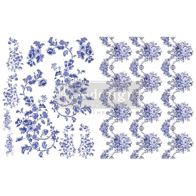 'Azure Florals II' | H20 Transfers | 8.5" X 11" 2 SHEETS - Vintage Attic Sevenoaks