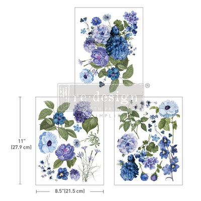 'Blue Gardens' | Midi Transfer | 8.5" X 11" 3 SHEETS - Vintage Attic Sevenoaks