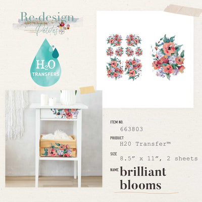 'Brilliant Blooms' | H20 Transfers | 8.5" X 11" 2 SHEETS - Vintage Attic Sevenoaks