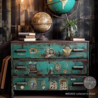 Collector's Closet Maxi Furniture Decor Transfer by Redesign with Prima teal chest of drawers