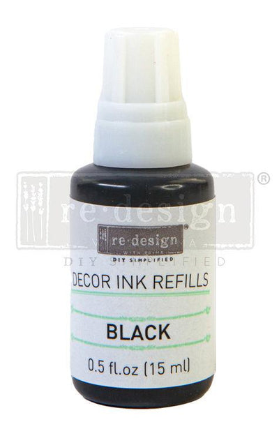 Colour Ink Refill | For Clear Cling Stamps | Re-Design Prima Decor | BLACK - Vintage Attic Sevenoaks