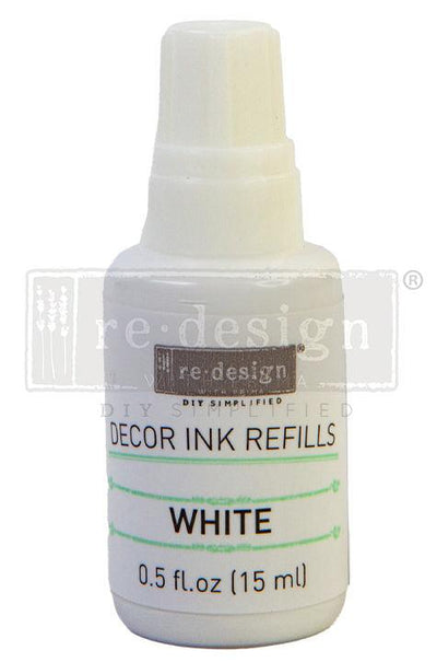 Colour Ink Refill | For Clear Cling Stamps | Re-Design Prima Decor | WHITE - Vintage Attic Sevenoaks