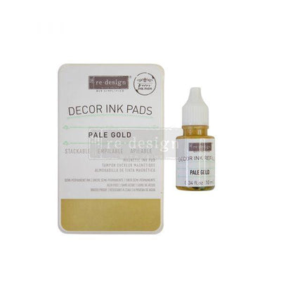 Decor Colour Ink Pad Pale Gold & Refill | For Clear Cling Stamps | Re-Design Prima - Vintage Attic Sevenoaks