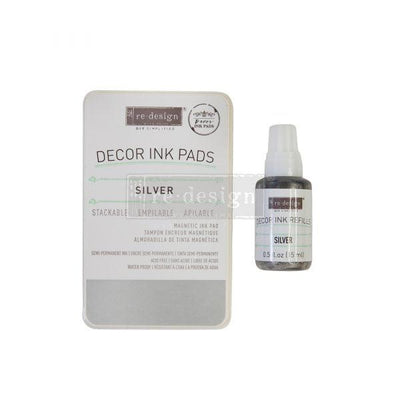 Decor Ink Pad & Refill Silver | For Clear Cling Stamps | Re-Design Prima - Vintage Attic Sevenoaks