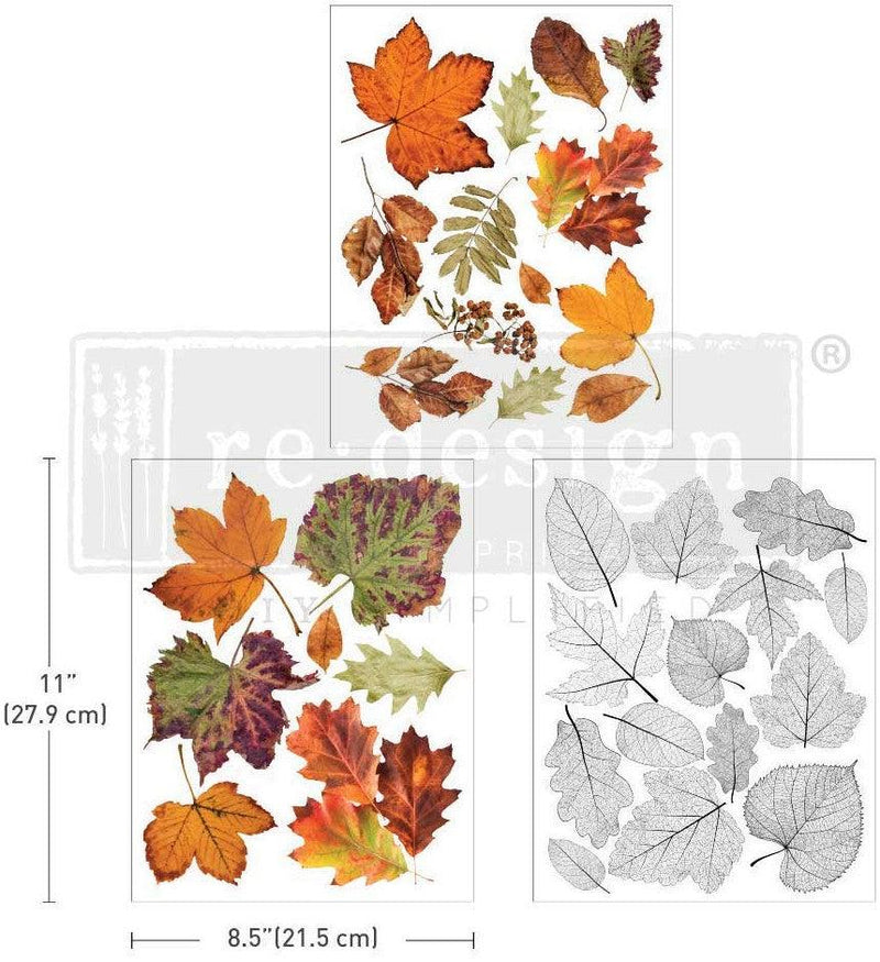 Decor Transfers | Redesign With Prima | CRUNCHY LEAVES FOREVER | 8.5" X 11" 3 SHEETS - Vintage Attic Sevenoaks