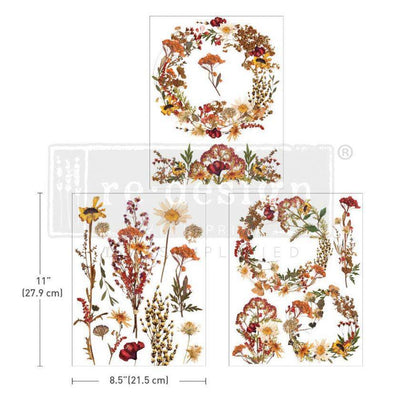 Decor Transfers | Redesign With Prima | DRIED WILDFLOWERS | 8.5" X 11" 3 SHEETS - Vintage Attic Sevenoaks
