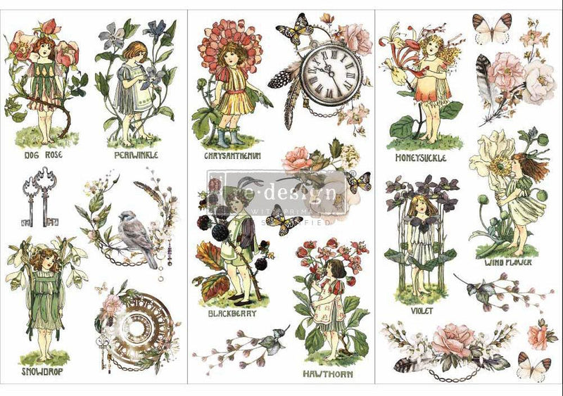 Decor Transfers | Redesign With Prima | FLOWER CHILDREN | 6" X 12" 3 SHEETS - Vintage Attic Sevenoaks