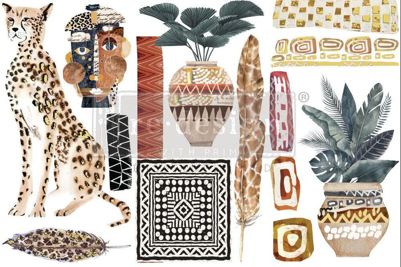 Decor Transfers | Redesign With Prima | TRIBAL ESSENCE | 6" X 12" 3 SHEETS - Vintage Attic Sevenoaks