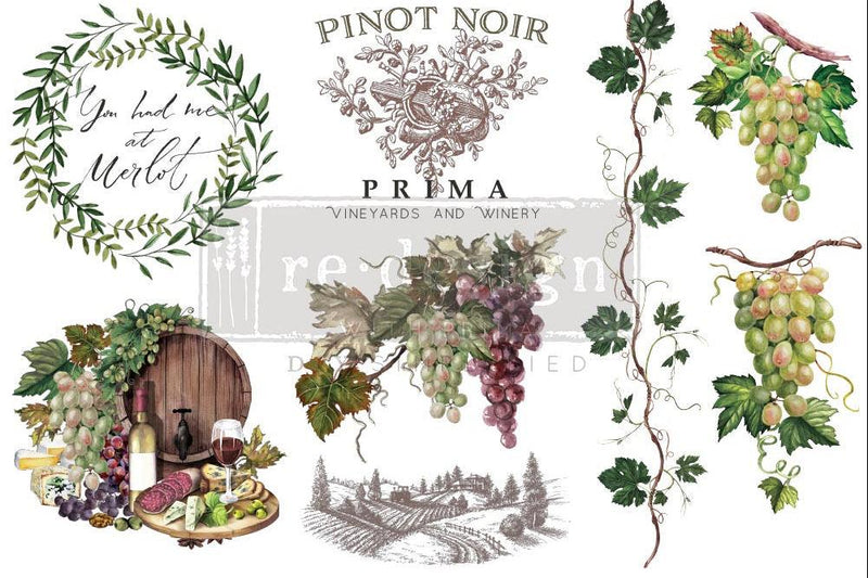 Decor Transfers | Redesign With Prima | WINE | 6" X 12" 3 SHEETS - Vintage Attic Sevenoaks