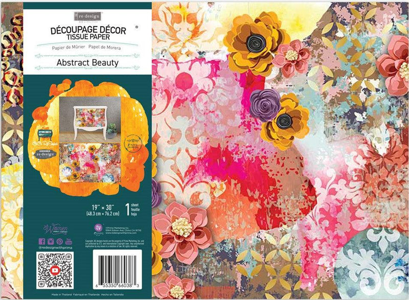 Decoupage Decor Tissue Paper | Redesign with Prima | CECE Abstract Beauty | 19" x 30" 1 Sheet - Vintage Attic Sevenoaks