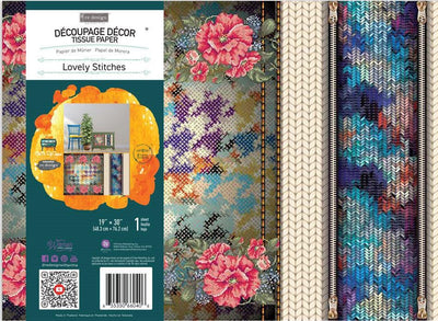 Decoupage Decor Tissue Paper | Redesign with Prima | CECE Lovely Stitches | 19" x 30" 1 Sheet - Vintage Attic Sevenoaks
