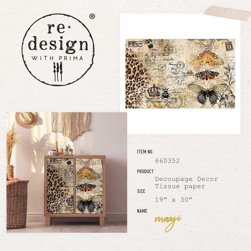 Decoupage Decor Tissue Paper | Redesign with Prima | Maaji | 19" x 30" 1 Sheet - Vintage Attic Sevenoaks
