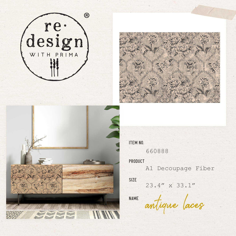 Decoupage Fibre Papers A1 | Redesign with Prima | Antique Lace - Vintage Attic Sevenoaks
