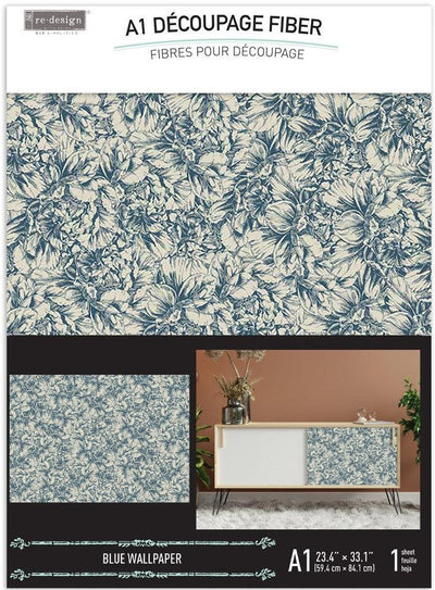 Decoupage Fibre Papers A1 | Redesign with Prima | Blue Wallpaper - Vintage Attic Sevenoaks