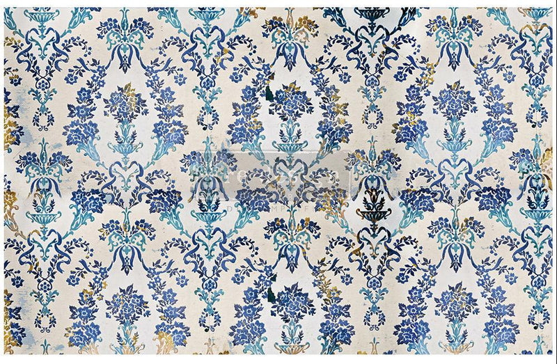 Decoupage Tissue Paper | Redesign With Prima | COBALT FLOURISH | 19" X 30" - Vintage Attic Sevenoaks
