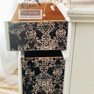 Decoupage Tissue Paper | Redesign With Prima | DARK DAMASK | 19" X 30" - Vintage Attic Sevenoaks