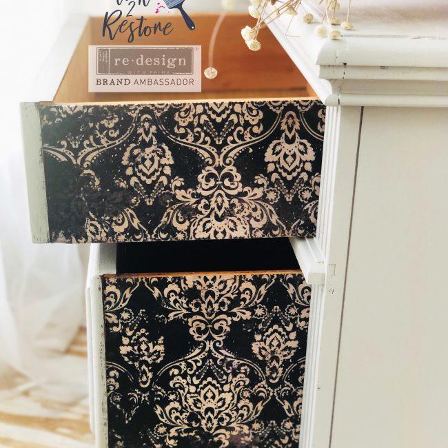 Decoupage Tissue Paper | Redesign With Prima | DARK DAMASK | 19" X 30" - Vintage Attic Sevenoaks