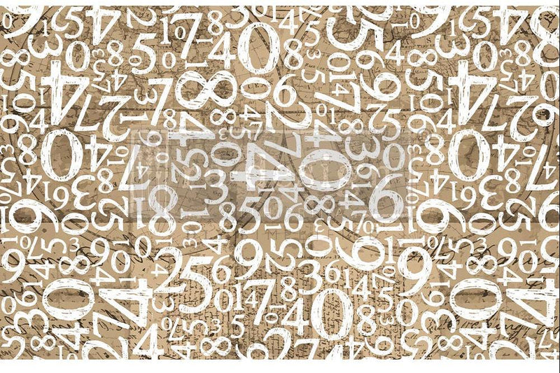 Decoupage Tissue Paper | Redesign With Prima | ENGRAVED NUMBERS | 19" X 30" - Vintage Attic Sevenoaks