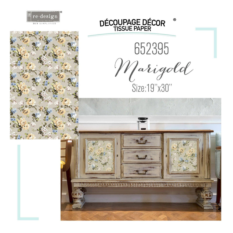 Decoupage Tissue Paper | Redesign With Prima | MARIGOLD | 19" X 30" - Vintage Attic Sevenoaks