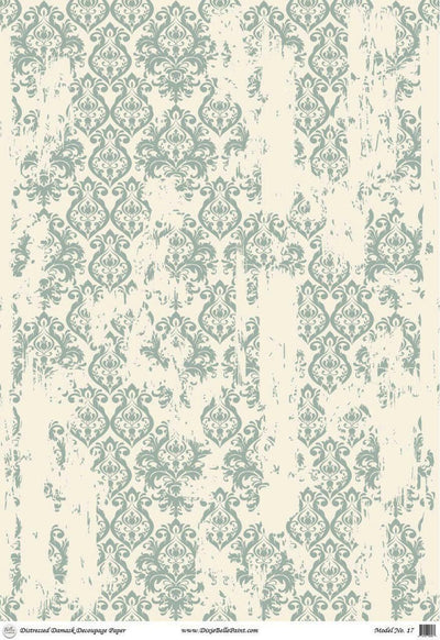 'Distressed Damask' | Decoupage Rice Paper A1 | 59.4 x 84.1 cm x 1 Sheet - Vintage Attic Sevenoaks