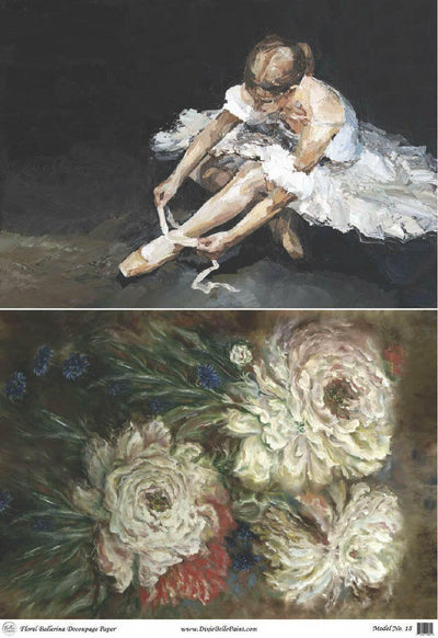 'Floral Ballerina' | Decoupage Rice Paper A1 | 59.4 x 84.1 cm x 1 Sheet - Vintage Attic Sevenoaks