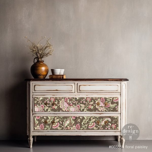 floral paisley decoupage decor tissue paper redesign with prima chest of drawers