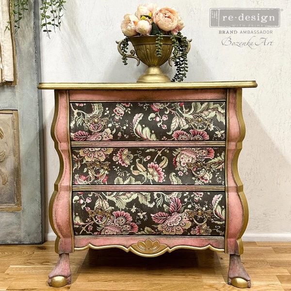floral paisley decoupage decor tissue paper redesign with prima chest of drawers 1