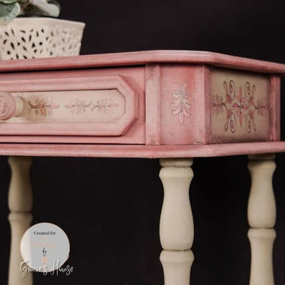 Flower Garland Annie Sloan Decor furniture transfer, Redesign with Prima pink console table
