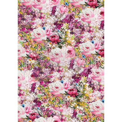 'Fuchsia Meadow' Decoupage Rice Paper | Redesign With Prima | 11.5" X 16.25" - Vintage Attic Sevenoaks