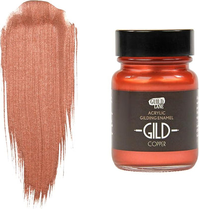 This 30ml Gild Acrylic Enamel Paint in Copper features a warm amber hue enriched with pinkish-orange undertones, capturing the vibrant essence of freshly exposed copper. Its rich, glowing finish adds depth and authenticity, ideal for projects that demand a dynamic and realistic metallic effect.