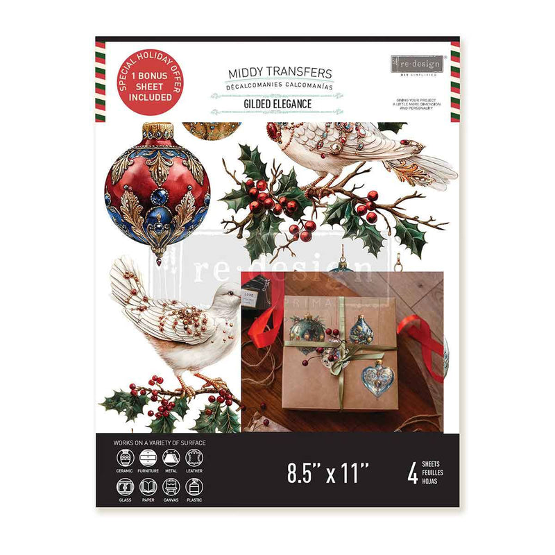 GILDED ELEGANCE
Midi Transfer by Redesign with Prima&nbsp;&nbsp;

&nbsp;
If ornaments could sparkle on their own, this would be it. The Gilded Elegance Middy Transfer is packed with rich jewel-toned baubles, intricate gold accents, elegant birds, and evergreen branches. Whether you&