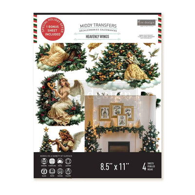 HEAVENLY WINGS
Midi Transfer by Redesign with Prima&nbsp;&nbsp;

&nbsp;
Graceful angels, golden trumpets, soft winter florals, and flowing gowns—Heavenly Wings Middy Transfers® brings a touch of celestial elegance to your holiday creations. With four coordinated sheets of peaceful imagery, this transfer is perfect for framed art, mantels, keepsake boxes, or meaningful Christmas décor. Every piece feels like it was lifted from a vintage holiday postcard.


3 sheets TOTALLING&nbsp; 8.5"x11"&nbsp; + 1 bonus sh