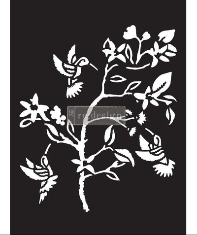 Hummingbird Decor Stencil | Re-Design Prima |1 Sheet / 9" x 12" - Vintage Attic Sevenoaks