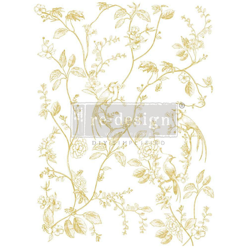 Kacha | A Bird Song | Gold Foil | Decor Transfers | 18" X 24" - Vintage Attic Sevenoaks