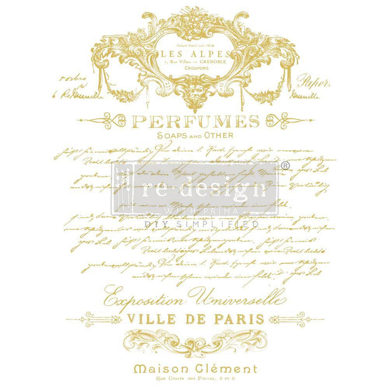 Kacha | Perfume Notes | Gold Foil | Decor Transfers | 18" X 24" - Vintage Attic Sevenoaks