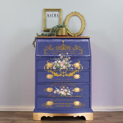 Les Roses Kacha Furniture decor transfers by Redesign with Prima blue bureau